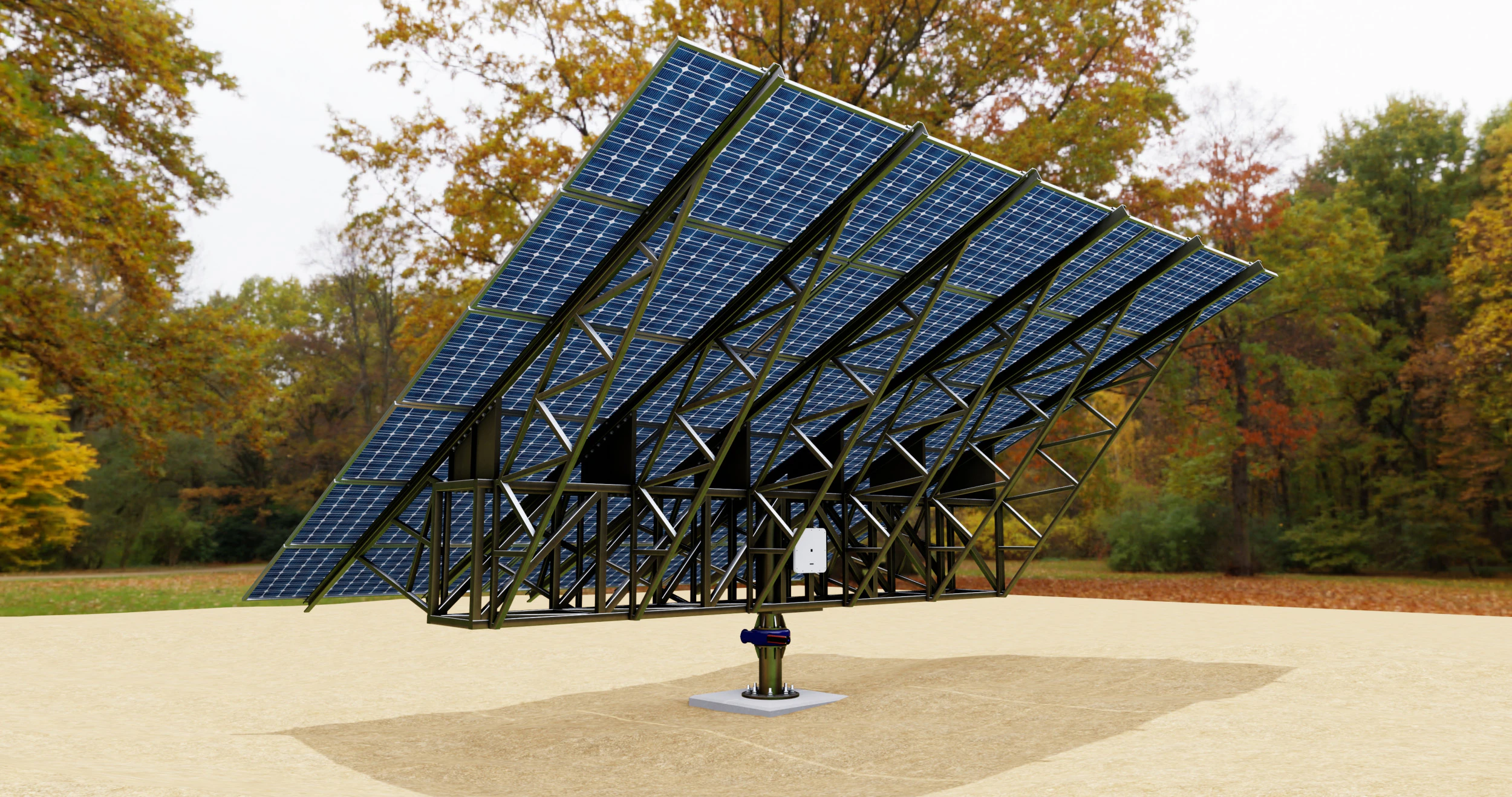 Solar Tracking Pole-3x6 Panel Layout-Single Table 3D Model .c4d .max .obj .3ds .fbx .stl .blend 