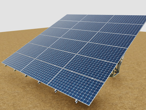 Solar Tracking Pole-3x6 Panel Layout-Single Table Modèle 3D