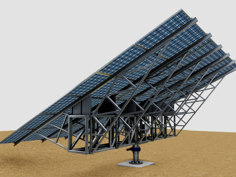 Solar Tracking Pole-3x6 Panel Layout-Single Table Modèle 3D