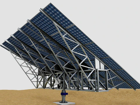 Solar Tracking Pole-3x6 Panel Layout-Single Table 3D Model