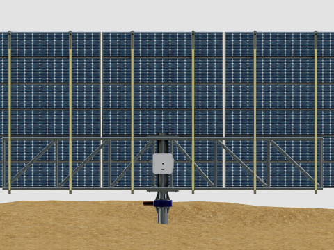 Solar Tracking Pole-3x6 Panel Layout-Single Table Modèle 3D