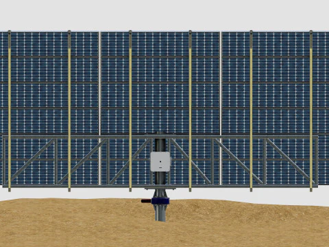 Solar Tracking Pole-3x6 Panel Layout-Single Table 3D Model