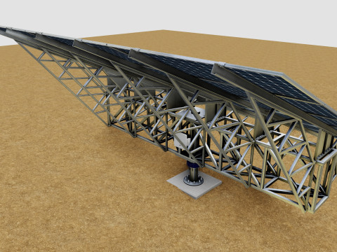 Solar Tracking Pole-3x6 Panel Layout-Single Table Modèle 3D