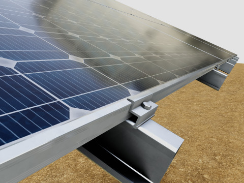 Solar Tracking Pole-3x6 Panel Layout-Single Table Modèle 3D