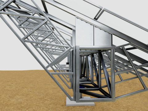 Solar Tracking Pole-3x6 Panel Layout-Single Table Modèle 3D