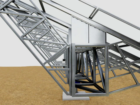 Solar Tracking Pole-3x6 Panel Layout-Single Table 3D Model