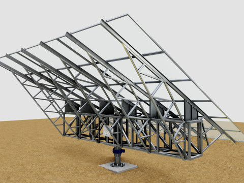 Solar Tracking Pole-3x6 Panel Layout-Single Table Modèle 3D