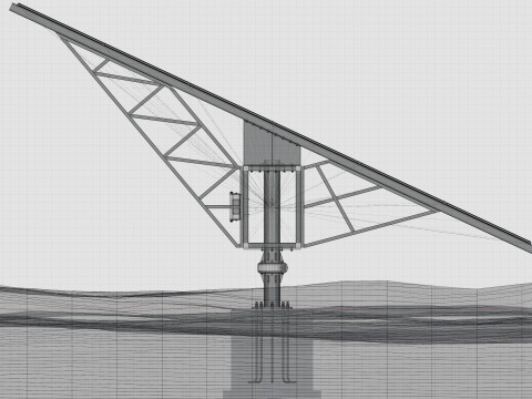 Solar Tracking Pole-3x6 Panel Layout-Single Table Modèle 3D