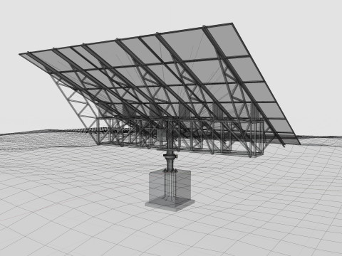 Solar Tracking Pole-3x6 Panel Layout-Single Table Modèle 3D