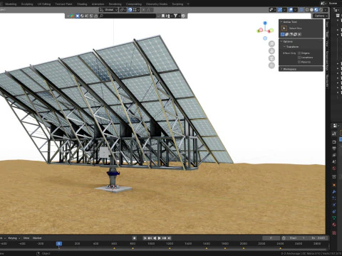 Solar Tracking Pole-3x6 Panel Layout-Single Table 3D Model