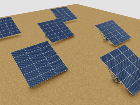 Solar Tracking Pole-3x6 Panel Layout-Five Table 3D 모델