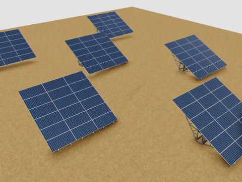 Solar Tracking Pole-3x6 Panel Layout-Five Table 3D Model