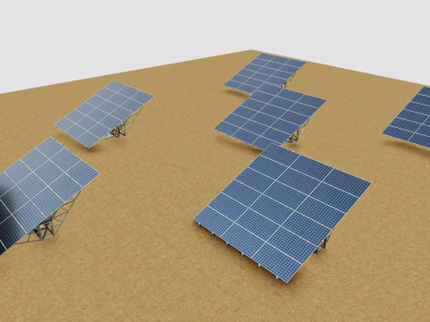 Solar Tracking Pole-3x6 Panel Layout-Five Table 3D Model