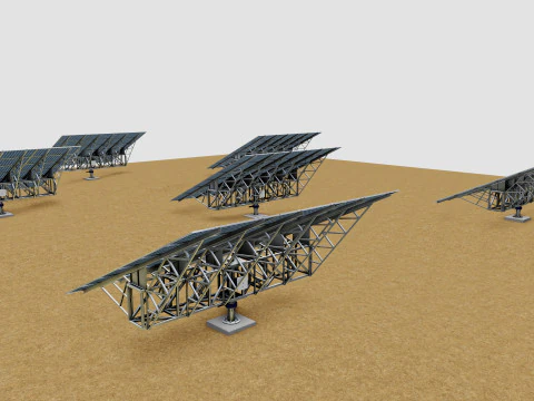 Solar Tracking Pole-3x6 Panel Layout-Five Table 3D Model