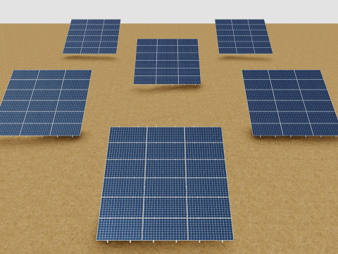 Solar Tracking Pole-3x6 Panel Layout-Five Table 3D 모델