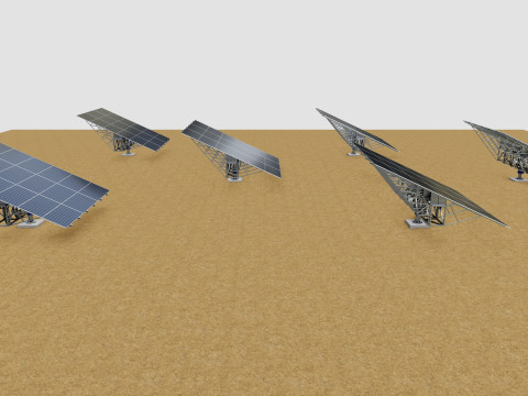 Solar Tracking Pole-3x6 Panel Layout-Five Table 3D 모델