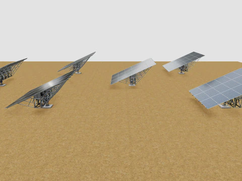 Solar Tracking Pole-3x6 Panel Layout-Five Table 3D Model