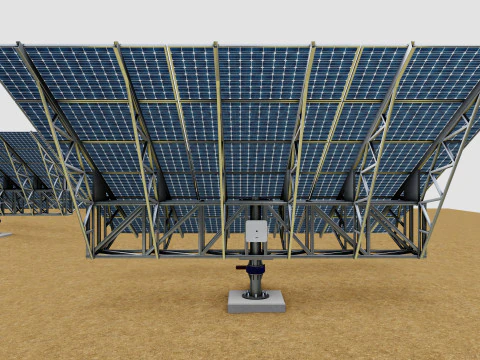 Solar Tracking Pole-3x6 Panel Layout-Five Table 3D Model