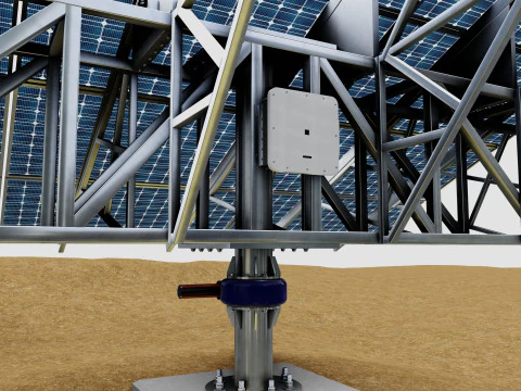 Solar Tracking Pole-3x6 Panel Layout-Five Table 3D Model