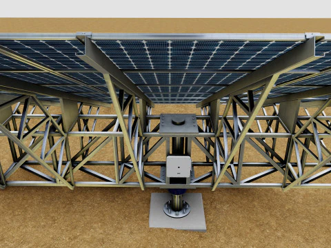 Solar Tracking Pole-3x6 Panel Layout-Five Table 3D Model