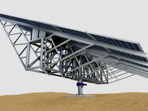 Solar Tracking Pole-3x6 Panel Layout-Five Table 3D Model