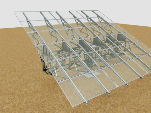 Solar Tracking Pole-3x6 Panel Layout-Five Table 3D Model