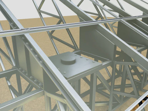 Solar Tracking Pole-3x6 Panel Layout-Five Table 3D Model