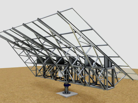 Solar Tracking Pole-3x6 Panel Layout-Five Table 3D Model