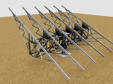 Solar Tracking Pole-3x6 Panel Layout-Five Table 3D Model