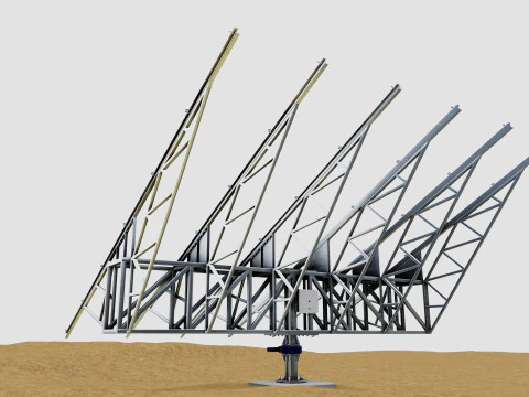 Solar Tracking Pole-3x6 Panel Layout-Five Table 3D Model