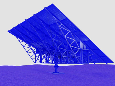 Solar Tracking Pole-3x6 Panel Layout-Five Table 3D Model