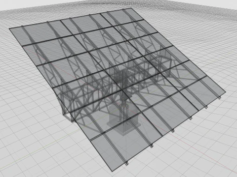 Solar Tracking Pole-3x6 Panel Layout-Five Table 3D Model
