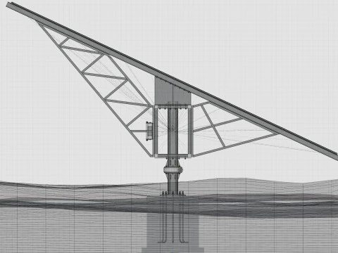 Solar Tracking Pole-3x6 Panel Layout-Five Table 3D Model