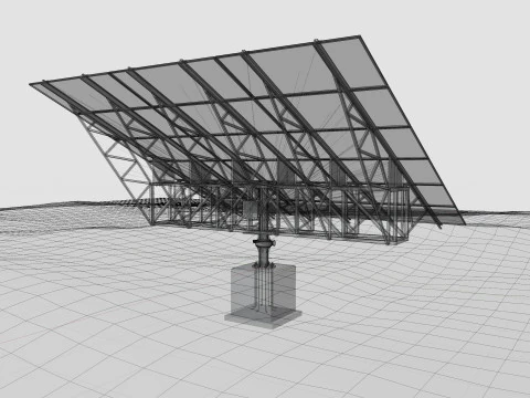 Solar Tracking Pole-3x6 Panel Layout-Five Table 3D Model