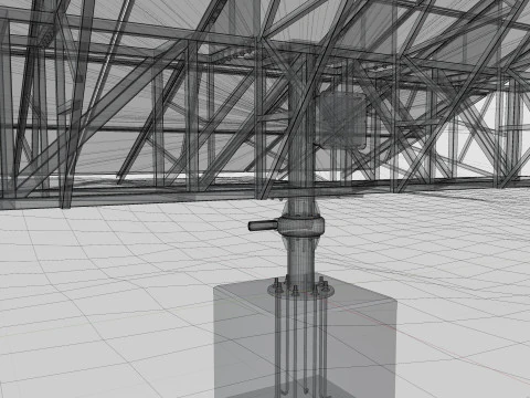 Solar Tracking Pole-3x6 Panel Layout-Five Table 3D Model