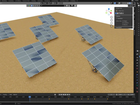Solar Tracking Pole-3x6 Panel Layout-Five Table 3D Model