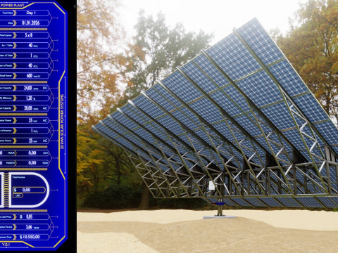 Solar Tracking Pole-5x8 Panel Layout SOLAR-SIM V01 Model 3D