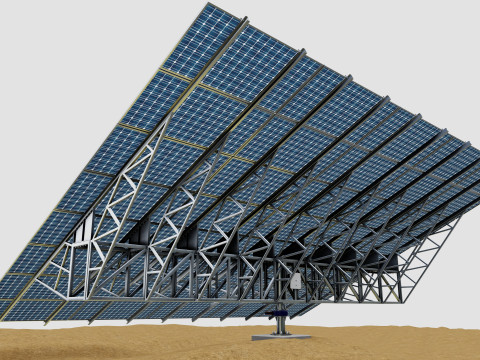 Solar Tracking Pole-5x8 Panel Layout SOLAR-SIM V01 3D 模型