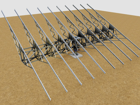 Solar Tracking Pole-5x8 Panel Layout SOLAR-SIM V01 3D 模型