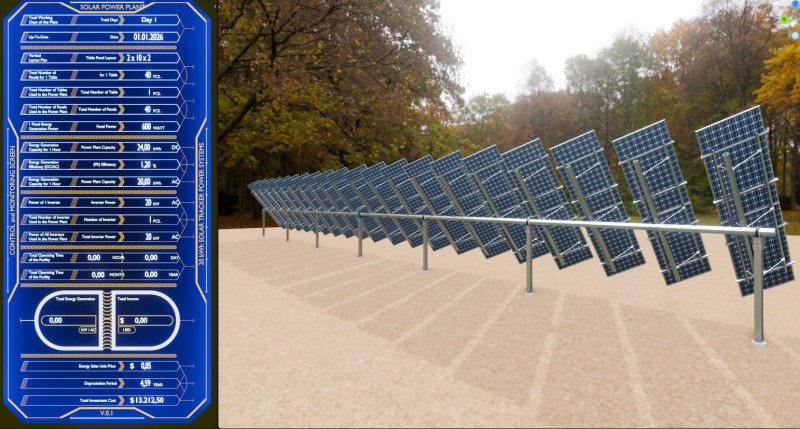 Dual Axis Solar Tracker Table 2x10x2-0-55 and 25 Degree 3D मॉडल .c4d .max .obj .3ds .fbx .stl .blend 