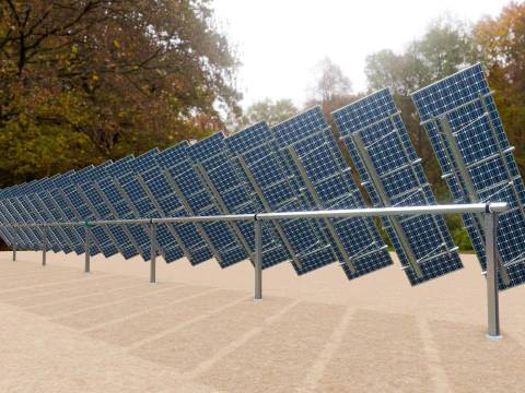 Dual Axis Solar Tracker Table 2x10x2-0-55 and 25 Degree 3D Model