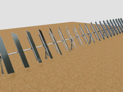 Dual Axis Solar Tracker Table 2x10x2-0-55 and 25 Degree 3D Model
