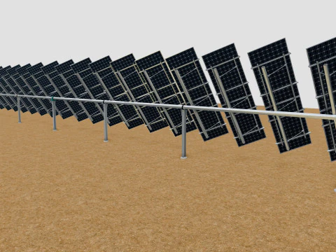 Dual Axis Solar Tracker Table 2x10x2-0-55 and 25 Degree 3D Model