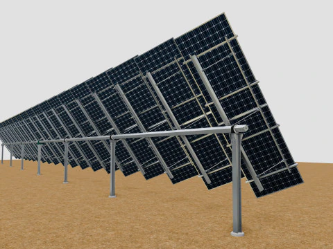 Dual Axis Solar Tracker Table 2x10x2-0-55 and 25 Degree 3D Model