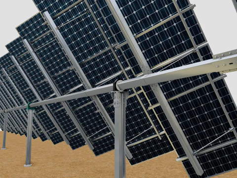 Dual Axis Solar Tracker Table 2x10x2-0-55 and 25 Degree 3D Model