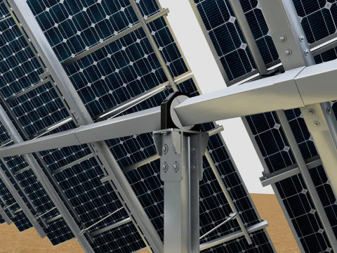 Dual Axis Solar Tracker Table 2x10x2-0-55 and 25 Degree 3D Model
