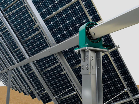 Dual Axis Solar Tracker Table 2x10x2-0-55 and 25 Degree 3D Model