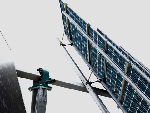 Dual Axis Solar Tracker Table 2x10x2-0-55 and 25 Degree 3D Model