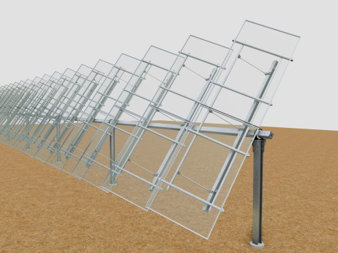 Dual Axis Solar Tracker Table 2x10x2-0-55 and 25 Degree 3D मॉडल