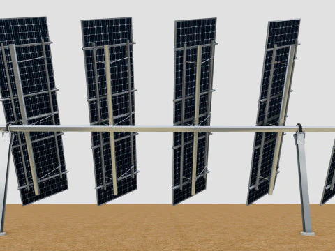 Dual Axis Solar Tracker Table 2x10x2-0-55 and 25 Degree 3D Model
